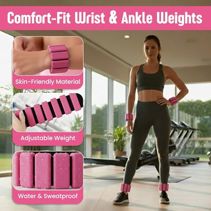 Pilates Kit for Women – 16 Pcs Home Pilates Equipment Set with Magic Circle Ring, Ball, 5 Resistance Bands, Yoga Strap, Ankle Weights, Grip Socks & More | Pilates Starter Kit - color: Pink