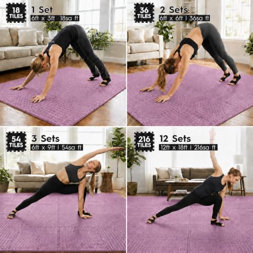 18 Pcs EVA Foam Floor Tiles, Puzzle Exercise Mat Set for Gym - color: Pink