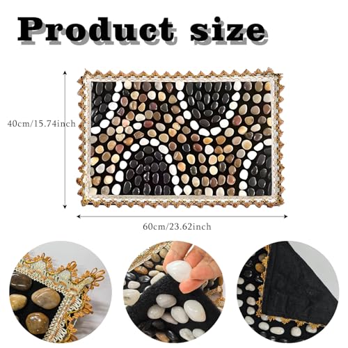 Acupressure Mat for Feet, Reflexology Foot Massager Pad with Pebbles | Natural cobblestone foot massager mat with flexible base & lace border. Stimulates acupoints for pain relief & relaxation - color: Pebble-boulevard