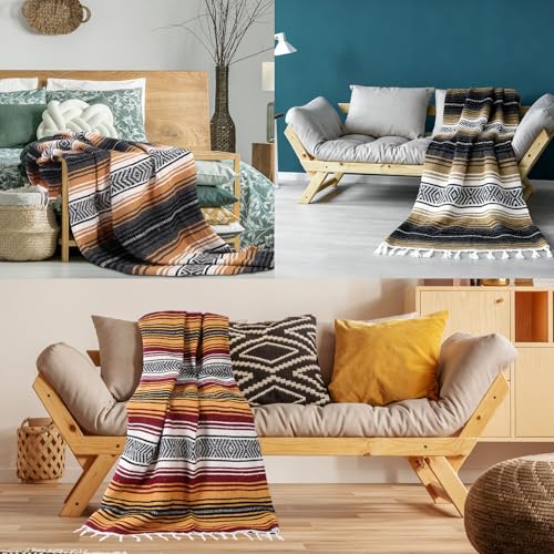 Oudain 4 Pack Mexican Blankets 45 x 70 Inch Woven Serape Throw Blanket, Baja Yoga Blanket for Beach Picnic Camping Boho Couch Decor Travel Outdoor (Fall Color) - color: Fall Color
