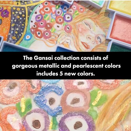 Kuretake GANSAI TAMBI Watercolor Paint Set 24 Glittery Colors - Metallic, Professional-quality art supplies for artists adult painting aketching, Non-Toxic, Made in Japan - style: 24 Metallic colours