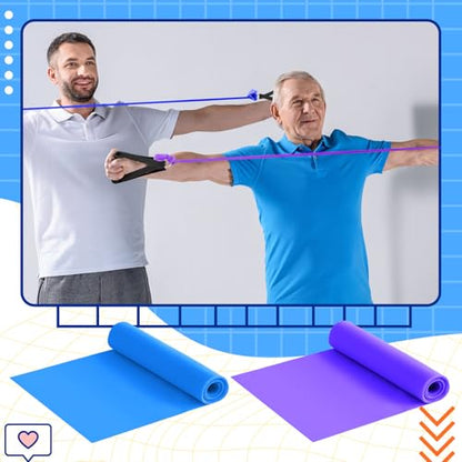 2 Pcs Resistance Band with Handles for Seniors | Chair Exercise Equipment, Physical Therapy Band, Gifts for Elderly, Women, Rehab, Physical, Grandma, Grandpa - color: Blue, Purple