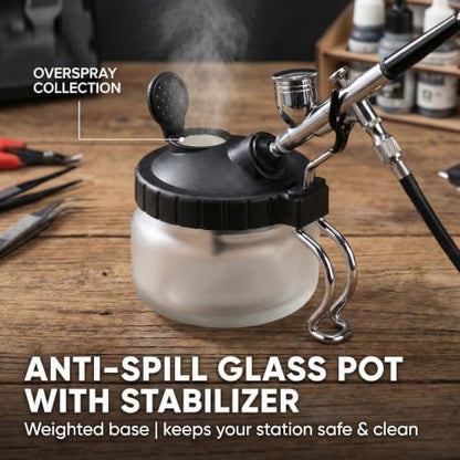 Airbrush Cleaning Kit, 12Pcs Set with Glass Pot, Brushes & Needle | Complete Airbrush Cleaning Set with Glass Cleaning Pot, Brushes, Needles and Accessories for Airbrush Maintenanc