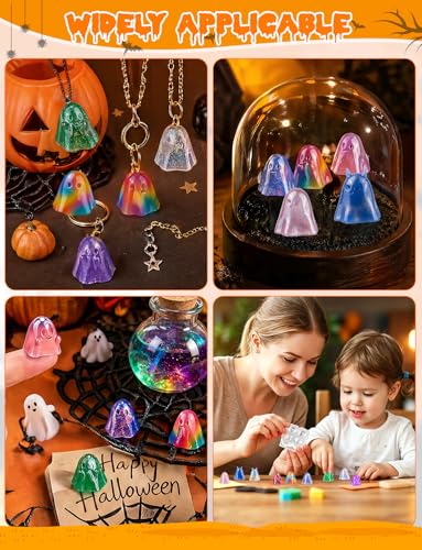 4 Pcs Mini Cute Ghost Figurines Silicone Mold, S - color: 4 Pcs Ghost White