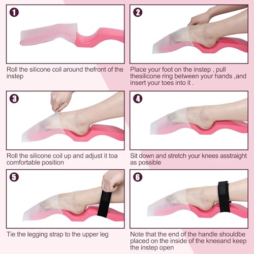 Silipull Ballet Foot Stretcher Set Dance Stretching Equipment Pine Dance Feet Arch Enhancer with Elastic Stretch Band 2 Pads Leg Strap Carry Bag for Dancers Gymnastics Yoga Flexibility Workout - color: Pink