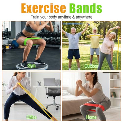 20 Pcs Resistance Bands for Women Men, Different Resistance Levels Loop Exercise Bands, Stretching, Workout, Home Gym Equipment for Pilates Yoga Physical Therapy, Leg Glute Arm Exercise Kit