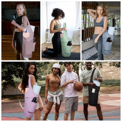 sportsnew Yoga Mat Bag, Large Opening Long Tote Yoga Mat Carrier Holder Bag with Waterproof Wet Pocket and Drawstring Water Bottle Pocket, Adjustable Shoulder Strap Storage Bag, patent pending - color: Blue