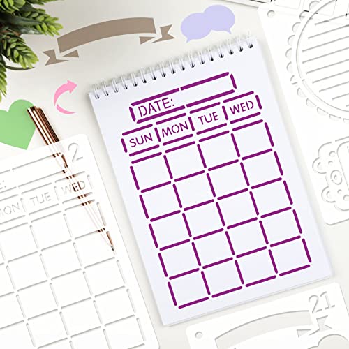 MWOOT 24 Pcs Assorted Drawing Journaling Stencils Set,Mixed Shapes Scale Painting Templates for DIY Albums Schedule Wall Art Decor,Reusable Plastic Paint Template for Diary Card Making (17.8x12.7CM)