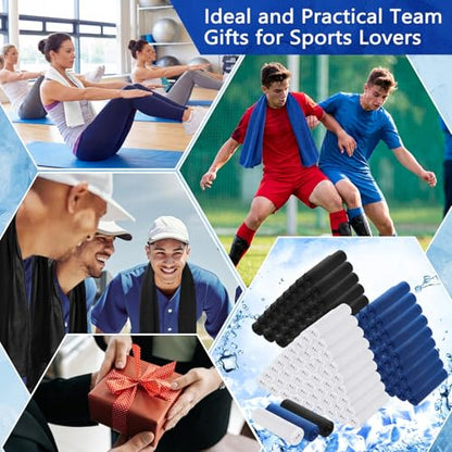 Hosuly 150 Pack Cooling Towels Bulk 40 x 12 Inch Large Chilly Breathable Sweat Sports Cold Towels Sublimation Microfiber Ice Neck Rag for Hot Weather Workout Gym Team Gift (Dark Blue,Black,White) - color: Dark Blue,black,white