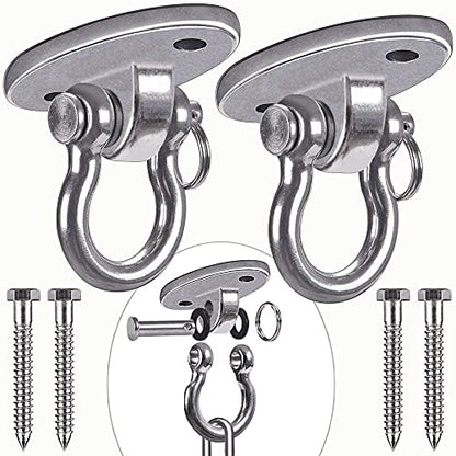 Heavy Duty Swing Hanger Stainless Steel Ceiling Swing Mount 180° Hanging Chairs Hanger for Hammock Chair, Porch Swings, Aerial Silks, Punching Bag, 2000 LB Capacity - color: 2pcs Swing Hanger With 4 Wood Screws