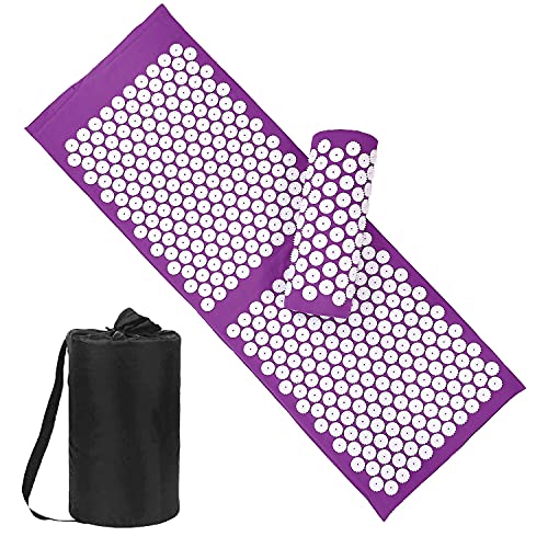 XiaoMaGe 47" Acupressure Mat and Pillow Set with Carry Bag (Purple) - color: Purple-large