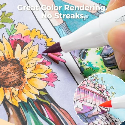 Ohuhu 6.3"x6.3" Marker Paper Pad Art Sketchbook for Drawing and Sketching | Mini Sketch Book - 120 LB/200 GSM Smooth Drawing Paper - 30 Sheets/60 Pages - PU Hardcover Sketch Pad for Alcohol Markers - size: 6.3" x 6.3"