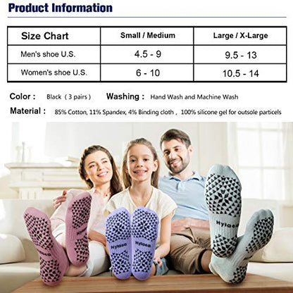 Hylaea Unisex Non Slip Socks with Grip for Yoga, Hospital, Pilates, Barre | Ankle, Cushioned | Breathable Cotton, Thick Cushioned Sole, Anti-Slip, Ankle Protection, Men Women, Ideal for Yoga, Barre, Hospital & Home Use - color: 3 Pairs (Pink Purple Blue),