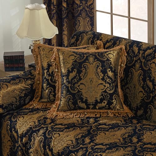 Loom and Mill Black Jacquard Throw Pillow Cover 20 x 20 Inches 1 Piece - color: Black&gold