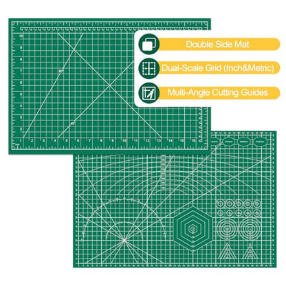 5 Packs Self Healing Cutting Mat Bulk 12"x18" Rotary Cutting Sewing Mats A3 | Cutting Board for Fabric Crafting Sewing Scrapbooking Quilting, Precision Cutting, Double Sided 5-Ply