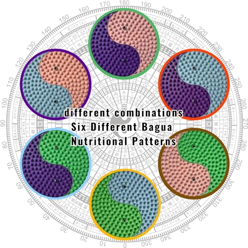 Foot Massage Mat 2 Pack, Tai ji Bagua Pattern, Small Size, Mixed Color | Magnetic Therapy, Custom Color Acupressure Reflexology, Daily Relaxation, Detachable Design Fits Yoga/Office/Home Use - color: Mixed Colors