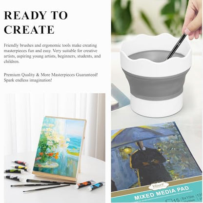 Inburit Acrylic Paint Set for Kids & Adults, Art Supplies Kit with Canvas | Complete 41 PCS Art Painting Supplies Kit, 24 Vibrant 22ml Acrylic Paint Tubes, Large Canvas Boards, Drawing Pad - color: 41PCS+24Colors/ 22ml