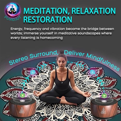Auto Tibetan Singing Bowl, Meditation Generator Instrument - Solfeggio Bath | Portable Sound Frequency Machine Set for Yoga, Mindfulness, Vibration System of Chakra Balancing, 5 Tones, 3 Timers - color: Zen Wood