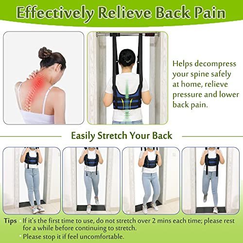 Back Stretcher Harness for Spinal Decompression, Lumbar Traction Belt & Inversion Table Alternative, Back Realignment Device for Herniated Disc Pain Relief – Large (42–50” Chest) - color: L