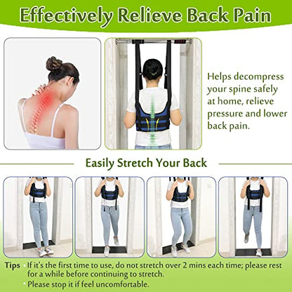 Back Stretcher Harness for Spinal Decompression, Lumbar Traction Belt & Inversion Table Alternative, Back Realignment Device for Herniated Disc Pain Relief – Large (42–50” Chest) - color: L