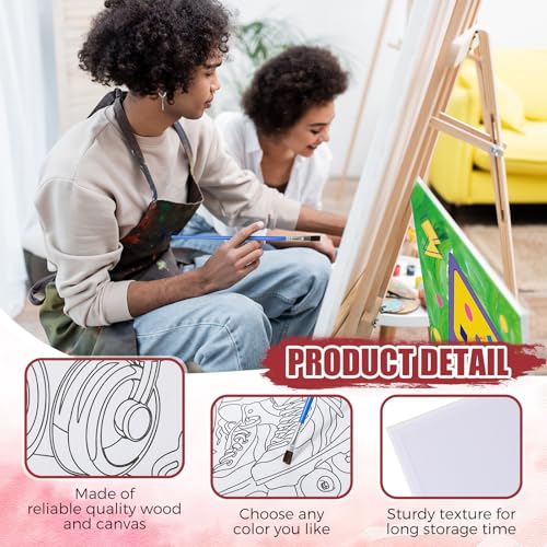Sherr 96 Pcs 12 Sets Pre Drawn Canvas Kit for Painting Craft Sip and Paint Kit for Adults Pre Printed Canvas Painting Favor for DIY Birthday Gifts Adult's Date Party, 8 x 10 Inches(Retro) - style: Retro