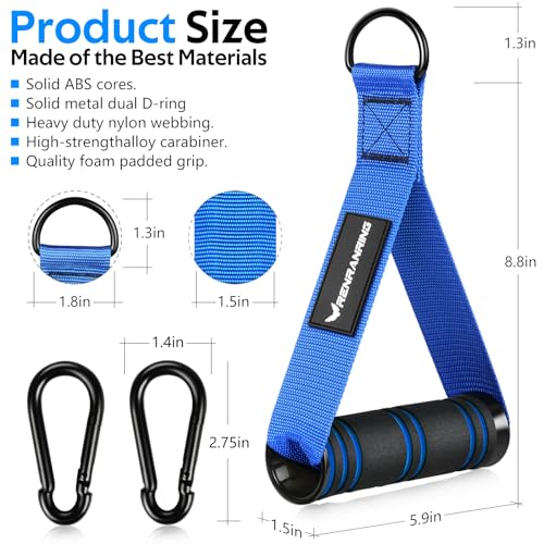 RENRANRING Gym Exercise Handles, Replacement Handle Attachments for Cable Machine Pulleys, Resistance Band and Strength Trainer, Pull Down Workout Accessories, Home Gym Add On Equipment - color: Blue