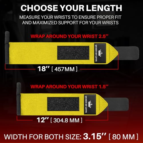 TECEUM Elastic Cotton Weightlifting Wrist Wraps with Thumb Loops, 1 Pair - color: Yellow, style: 18" – Beast Mode