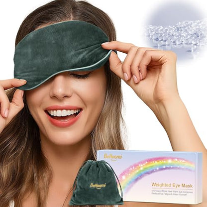 BeHoomi Cooling & Heated Eye Mask, Weighted Eye Mask for Sleeping, Grey - color: Grey