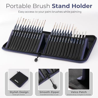 Nicpro Professional Miniature Painting Kit - 25PCS Miniature Paint Brushes Drybrush with Magnetic Painting Handle, Model Paint Brushes for Miniatures, Model, Craft, Acrylic Painting, with Nylon Bag - color: Blue
