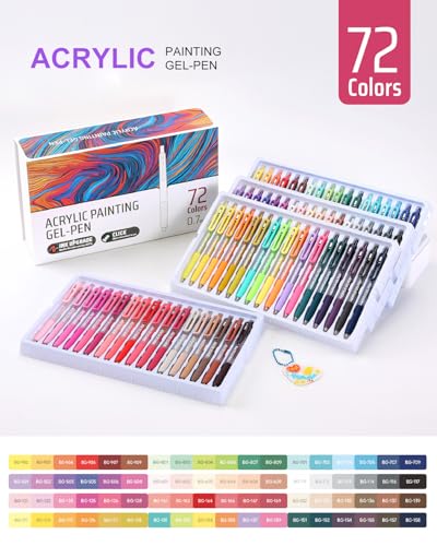 Acrylic Gel Pens for Coloring, 72 Colors Retractable Colored Pens | 0.7mm Tip , Premium Gift Box Set, Perfect for Coloring, Writing, Drawing, Journaling, Note Taking, Black & White Paper - color: 72 colors