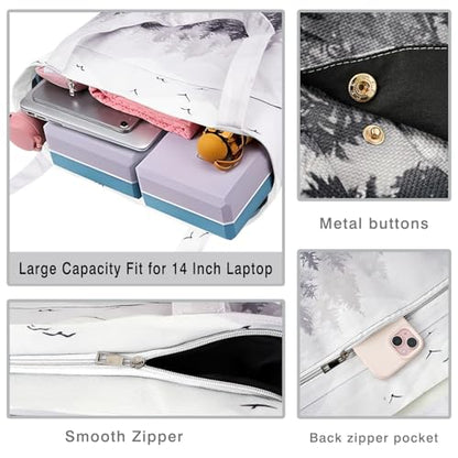 Yoga Mat Bag Yoga Bags and Carriers Fits All Your Stuff Yoga Tote Bag with Zipper Pocket Yoga Mat Carrier Pilates Bag Take in Out Mat Easily - color: Cloud Forest