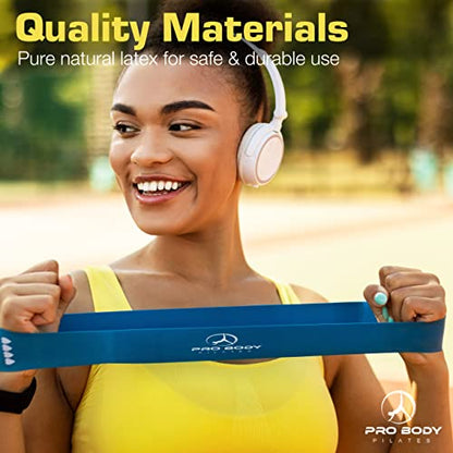 ProBody Pilates Loop Resistance Bands for Working Out, Set of 5 Exercise Bands Resistance, Workout Bands Resistance for Exercise, Small Physical Therapy Bands, 12" x 2"