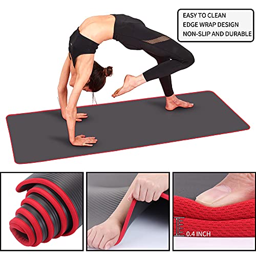 Yoga Mat Set for Beginners,Yoga Mat with Carrying Strap,Yoga Blocks 2 Pack with Yoga Strap,Yoga Ball,Ankle Puller,11-Piece Yoga Kits and Sets for Beginners,Yoga Starter Kit for Women Men - color: Black