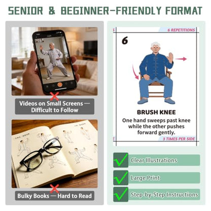 YGEINIT Tai Chi Chair Workout Chart for Beginners & Seniors