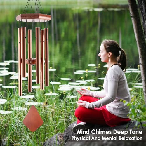 Small Bronze Wind Chimes - 28 Inch Outdoor Tuned Melody, Sympathy Gift for Mom/Housewarming, Outside Decoration - size: 28"CP
