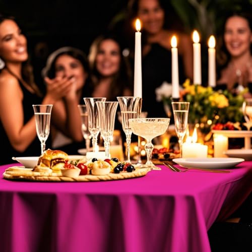 54IN X 320FT Plastic Table Cover Roll with Cutter Box, Cut to Size Plastic Table Cloths for Parties, Birthday, (Fuchsiae, 54"x3840"(Rectangular)) - color: Fuchsia, size: 3840" x 54" (Rectangular)