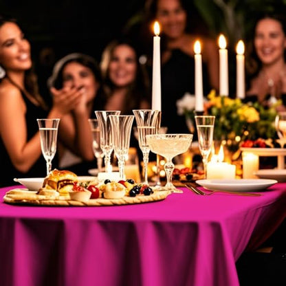 54IN X 320FT Plastic Table Cover Roll with Cutter Box, Cut to Size Plastic Table Cloths for Parties, Birthday, (Fuchsiae, 54"x3840"(Rectangular)) - color: Fuchsia, size: 3840" x 54" (Rectangular)