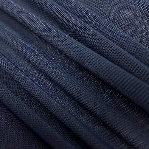 Power Mesh Fabric | 4-Way Stretch | Dancewear, Sportswear Fabric | 60" Wide | Lightweight, Sheer | 90% Nylon, 10% Spandex | for Sewing (2 Yards, Navy) - color: Navy Blue, size: 2 Yards