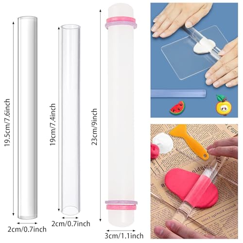 Yayatty 5 PCS Acrylic Clay Roller, Polymer Clay Tools, Plastic Clear Round Tube Roller for DIY Handmade Crafts, Art Supplies - color: 5 PCS