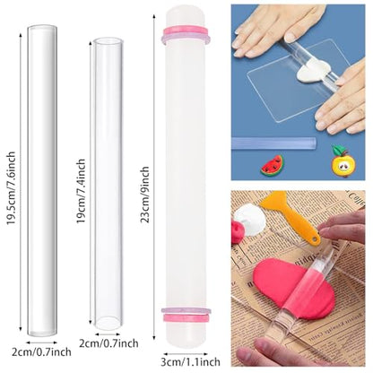 Yayatty 5 PCS Acrylic Clay Roller, Polymer Clay Tools, Plastic Clear Round Tube Roller for DIY Handmade Crafts, Art Supplies - color: 5 PCS