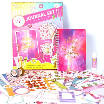 Pure Vie DIY Journal Kit for Girls Ages 8-14, Journaling Art Crafts Kit for Tween & Teen Girls, Creative Scrapbook & Diary Supplies Toy Set with Notebook Sticker - Fun Cute Birthday Xmas Gifts Ideas