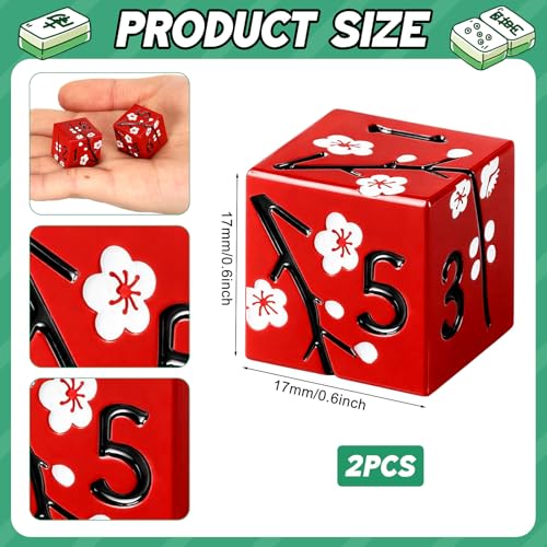 2 Pcs Mahjong Dice Metal, Classic, Red | D6 Mah Jong Dice,Standard Size Mahjong Dice, Durable Material, Replacement for Lost Dice, Board Game Mahjong Supplies - color: Red, size: Classic