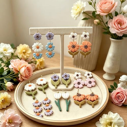 12 Pcs Floral Polymer Clay Cutters Set - Daisy & Flower Shaped Clay Cutters for Polymer Clay Jewelry Making, Fit Romantic Valentine's Day Gift for Wife, Friends & Sisters - color: Flower-12pcs