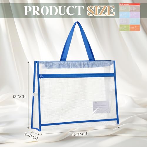 Bulyoou 3 Pcs 17.7×13 Inch Project Bag for Quilting Sewing Craft Storage for Quilter A3 Clear Mesh Art Bag Artwork Storage Organize for Artwork Charts Teaching Material Multipurpose (Dark Colors) - color: Dark Colors
