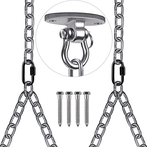 BeneLabel Set of 2 Heavy Duty Porch Swing Hanging Chain Kit, Hammock Hardware for Indoor Outdoor Playground, 4 Wood Screws, 1000LB Capacity, 105 - color: Swing Hanger With 105" Chain