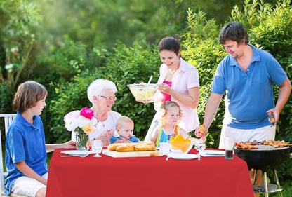 Utopia Kitchen Plastic Table Cloth Disposable [Red, 6 Pack] | Rectangle Tablecloth Waterproof Stain Resistant Party Table Cover - color: Red, size: 54X108 Inch - 6PC