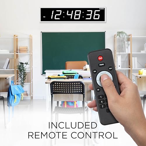 Ivation Oversized Digital Wall Clock with Large LED Display & Timer, 60" | Multi-function with Timer, Stopwatch, Alarms, Temp & Date, Aluminum frame, 6 Brightness levels, Time memory, Remote | White - color: White, size: 60" Inch