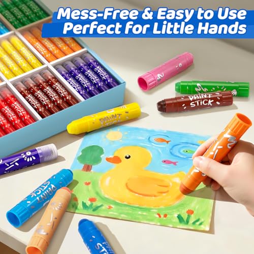 144 Tempera Paint Sticks Bulk, Washable Solid Crayons in 12 Colors | No Mess, Quick Drying, Ideal Back to School Painting Art Supplies Bulk for Classroom Students