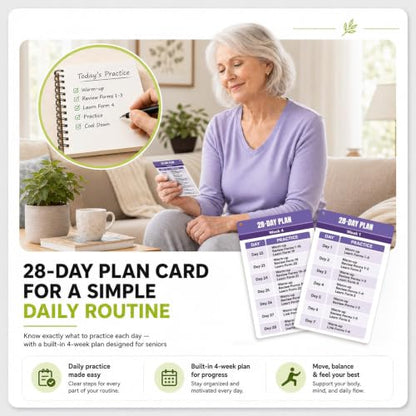POCAZONE Chair Tai Chi for Seniors Over 60, 46 Exercise Cards & Video Guide - color: Chair Tai Chi