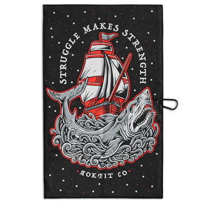 RokFit Gym & Golf Towel – Multi-Use, Quick-Dry, Durable Utility Towel with Bold Graphic and Carabiner Clip (Struggle Makes Strength) - color: Struggle Makes Strength